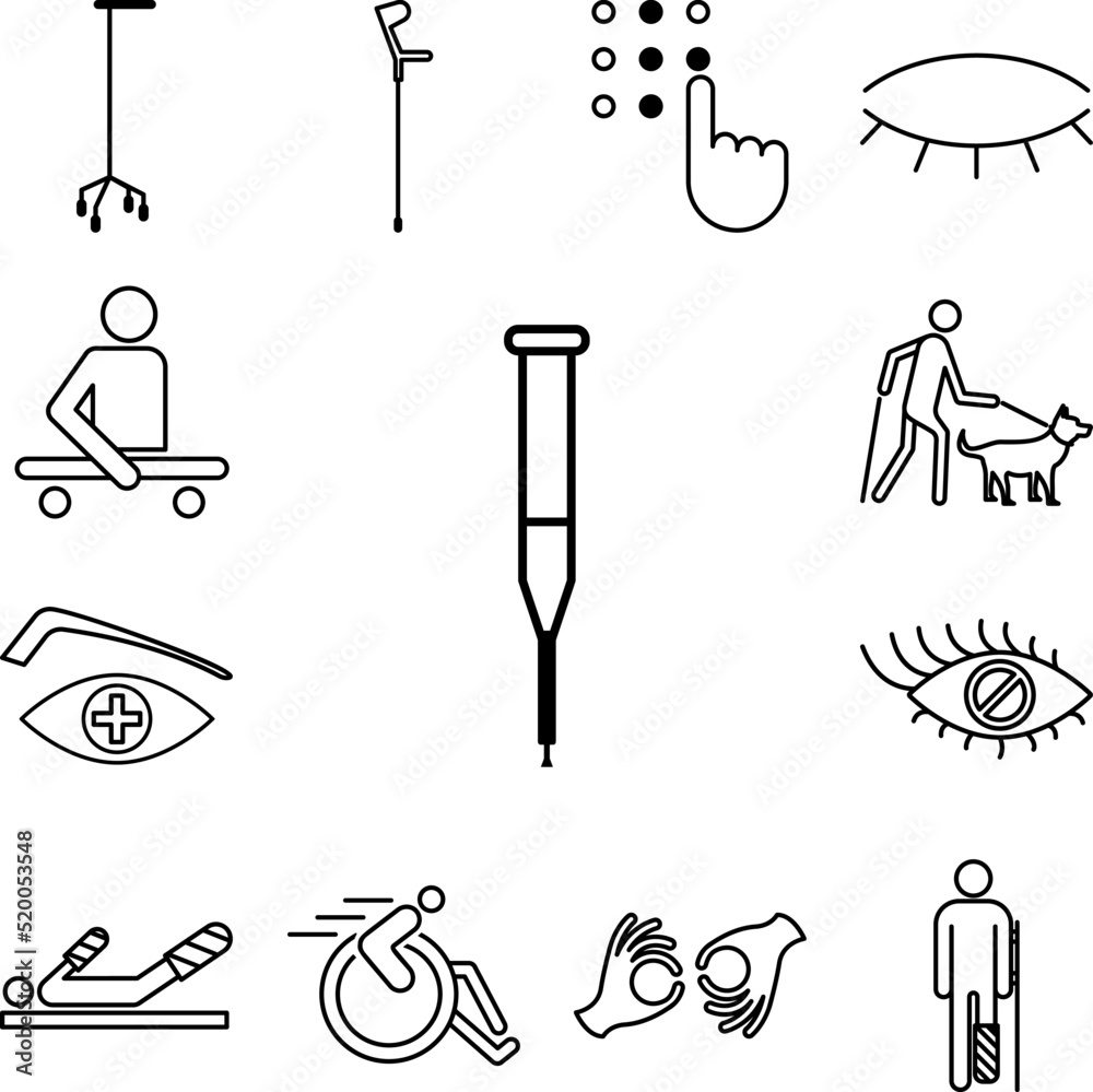 Wall mural crutch icon in a collection with other items