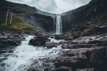 Fossa Waterfall as seen in the Faroe Islands