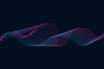 Naklejka premium Sound wave illustration on a dark background. Abstract blue digital equalizer indicators. Voice graph meter or audio electronic tracks.Vector horizontal sonic vibration spectrum.