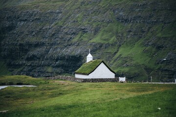 Fototapeta na wymiar Saksunar Kirkja in Saksun, The Faroe Islands