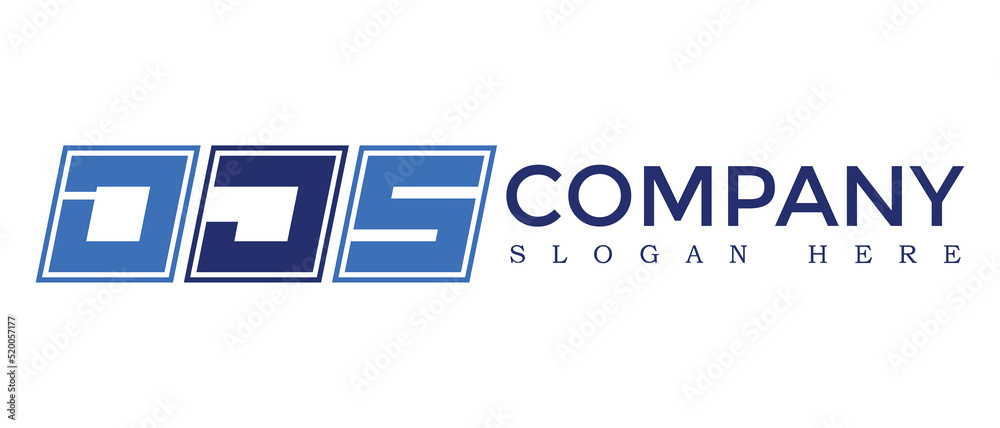 Poster djs three letter rounded rectangle boxes shape element symbol digital initial technology media busin