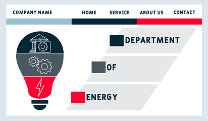 DOE - Department of Energy  acronym. business concept background. vector illustration concept with keywords and icons. lettering illustration with icons for web banner, flyer, landing pag