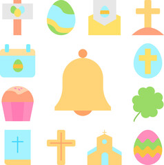 Fototapeta na wymiar Bell Easter color icon in a collection with other items