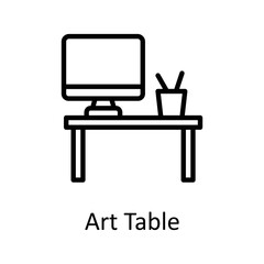 Art Table vector Outline Icon Design illustration on White background. EPS 10 File 