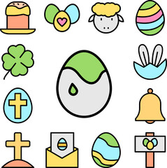 Egg color outline color icon in a collection with other items