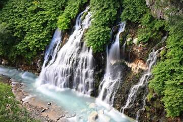 Fototapeta na wymiar Shirahige Waterfall in Biei, Hokkaido
