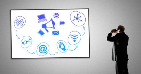 Web marketing concept on a whiteboard