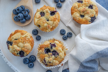 sweet home made blueberry muffins with streusel