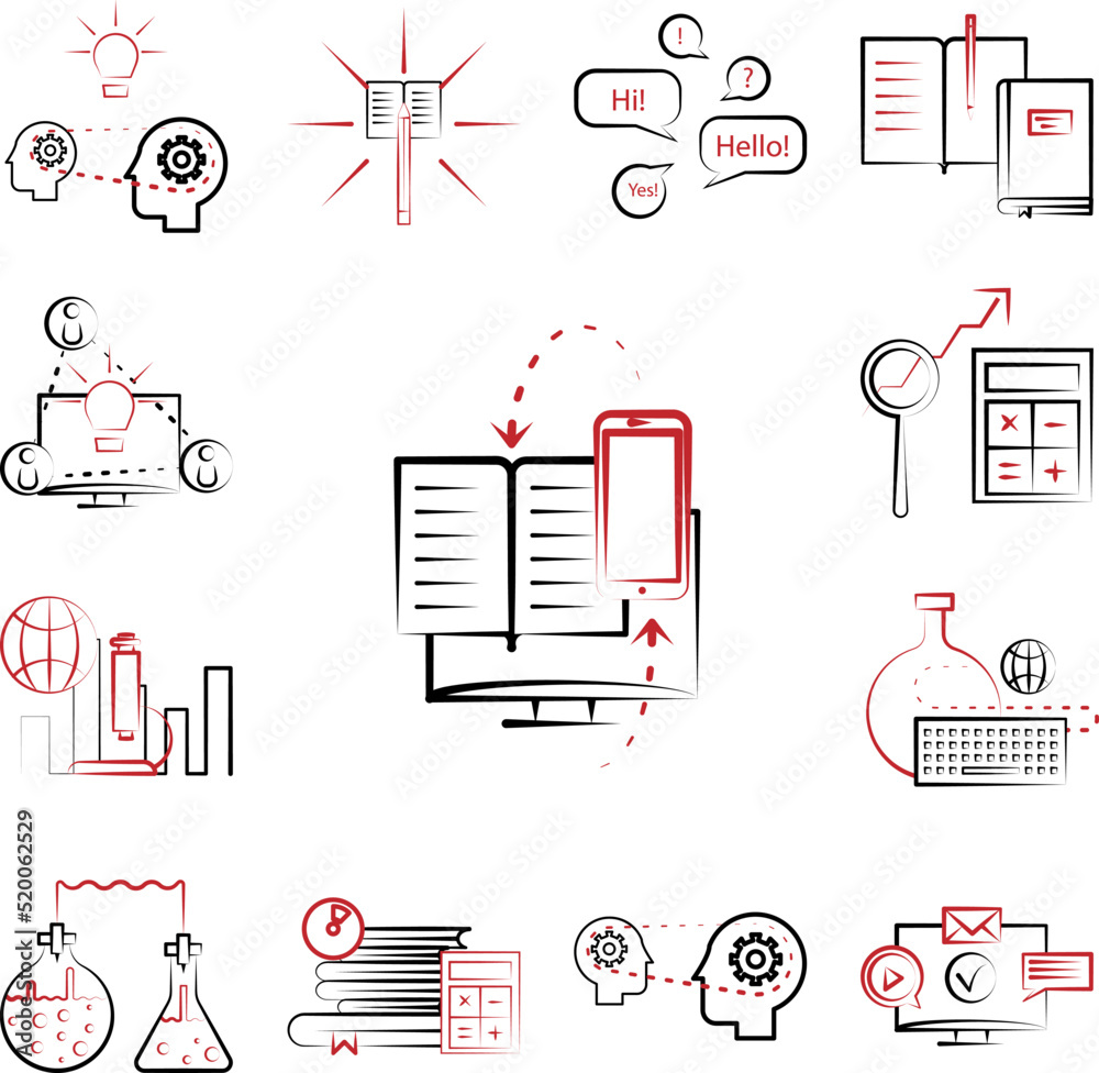 Poster e learning 2 colored line icon in a collection with other items