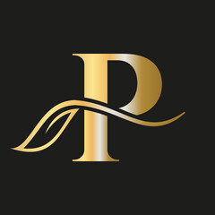 Letter P Beauty Flower Luxury Logo with Creative Concept Elegant, Beauty, Salon, Spa, Fashion and Yoga Sign Vector Template