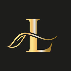 Letter L Beauty Flower Luxury Logo with Creative Concept Elegant, Beauty, Salon, Spa, Fashion and Yoga Sign Vector Template