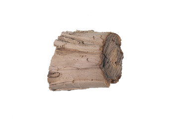 rotten piece of wood isolated on background