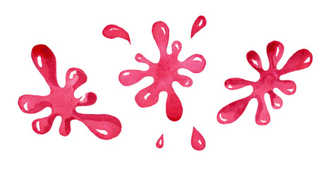 Cherry stains set. Watercolor clipart. Hand-painted illustration