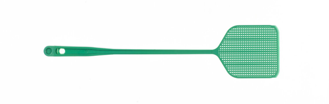 green fly swatter isolated on white background