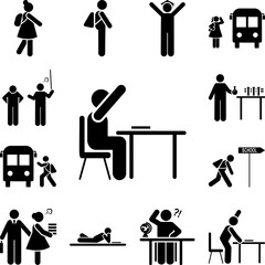 Student, classroom, child icon in a collection with other items