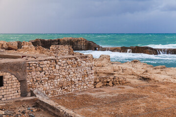 Fototapeta na wymiar Montazah beach, Alexandria, Egypt. Coastal landscape