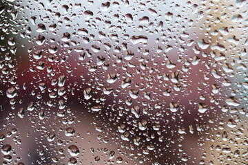 Rain drops on window , rainy day	