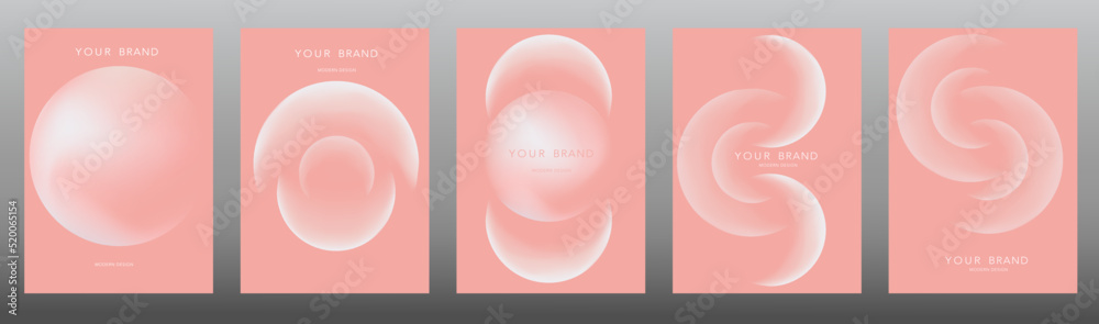 Poster modern cover design set with vibrant gradient round shapes. futuristic abstract backgrounds with moo