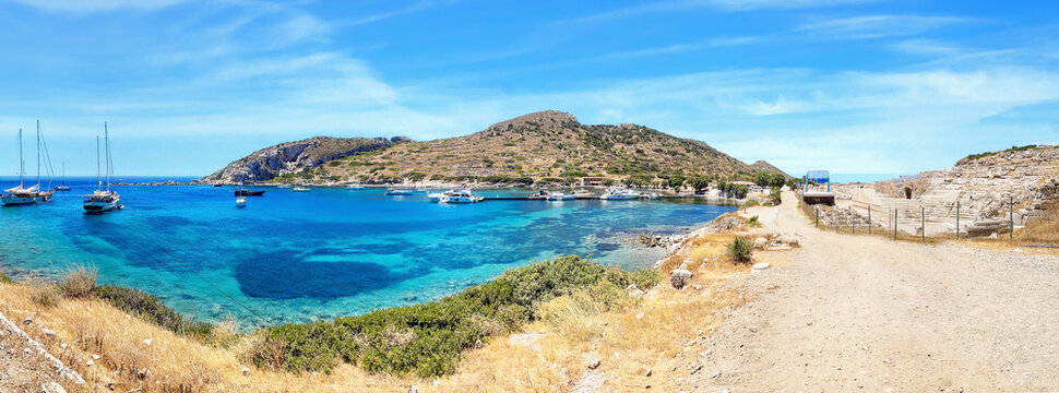 Panoramic photo of Knidos ancient city in Dat&ccedil;a, Muğla, Turkey.