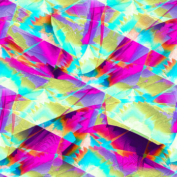 Textura granulada feita a partir de recortes em rosa e azul com partes em zigue-zague se sobrepondo © lizandro