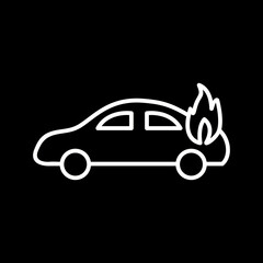 Unique Car on Fire Vector Icon