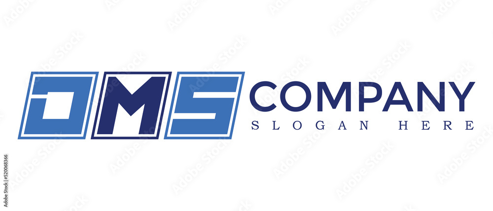 Poster dms three letter rounded rectangle boxes shape element symbol digital initial technology media busin