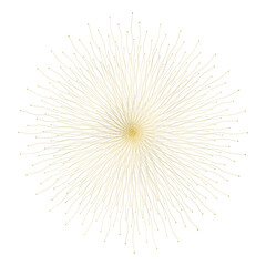 Isolated golden lines, nodes, gold texture. Png illustration. Blast effect sun shape. Design element for banner, invitation or greeting card, overlay, montage.