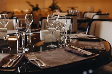 Fine restaurant dinner table place setting