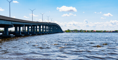 Panoramic View Of The bridge from Cape Coral to Fort Myers, Florida