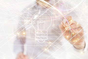 Neural network 3D illustration. Big data and cybersecurity