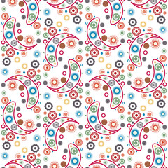 Fototapeta premium Seamless pattern in rustic style with flowers and paisley. Design for printing on fabric.