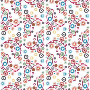 Seamless pattern in rustic style with flowers and paisley. Design for printing on fabric.