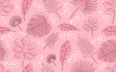 Pink foliage background pattern in vector