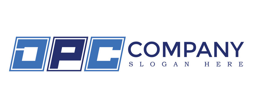 DPC three Letter Rounded rectangle boxes shape element symbol digital initial technology Media business  logo design, Vector Template