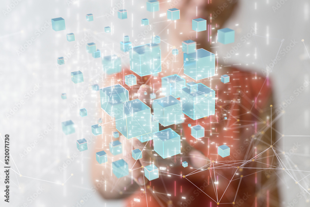 Poster conference Digital Network and data concept 3d