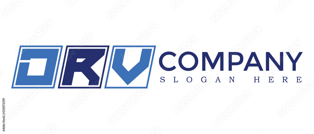 Poster drv three letter rounded rectangle boxes shape element symbol digital initial technology media busin