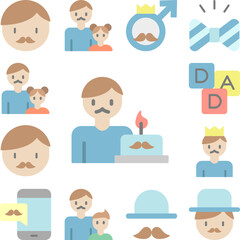 Dad, cake icon in a collection with other items