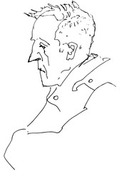 Human silhouette hand drawn one line flat art. Set of drawings people concept modern abstract faces fashion commercial illustration. line art sketch phone in hands public transport.   