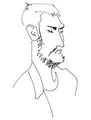 Human silhouette hand drawn one line flat art. Set of drawings people concept modern abstract faces fashion commercial illustration. line art sketch phone in hands public transport.   