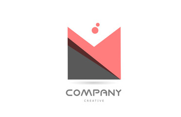 M pink dots geometric alphabet letter logo icon. Creative template for business and company