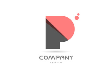 Obraz na płótnie Canvas P pink dots geometric alphabet letter logo icon. Creative template for business and company