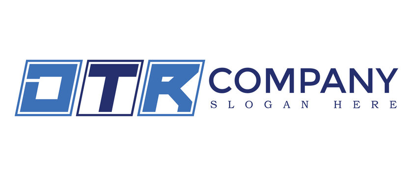 DTR three Letter Rounded rectangle boxes shape element symbol digital initial technology Media business  logo design, Vector Template