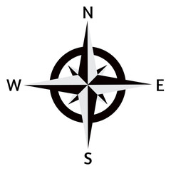 illustration of compass on black with North East West South direction