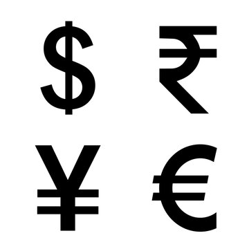 currency symbols isolated on the white background