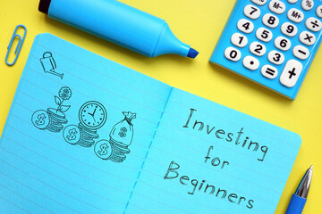 Investing for beginners is shown using the text