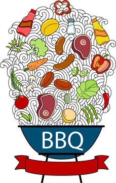 Bbq Seamless Pattern,  Vector illustration, Farmers market