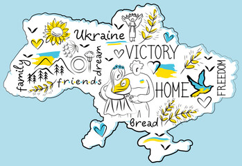 Ukrainian map symbolism traditions nationality victory friends family home