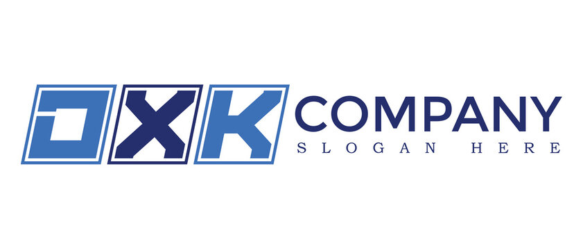 DXK three Letter Rounded rectangle boxes shape element symbol digital initial technology Media business  logo design, Vector Template