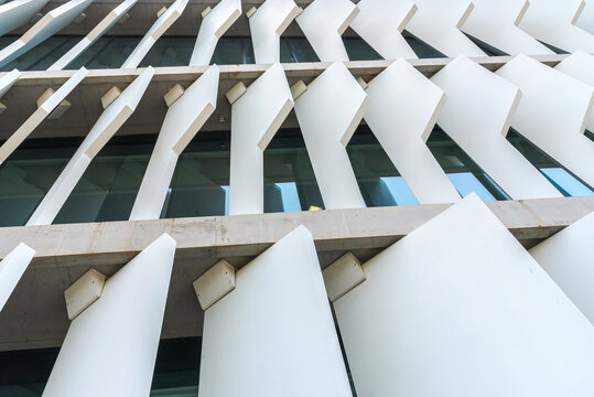 Facade of modern building on street