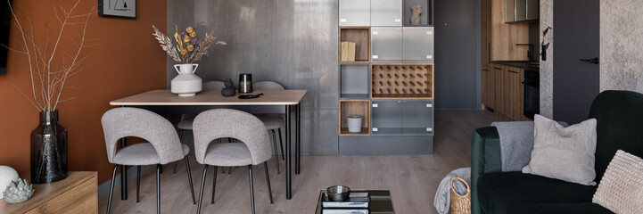 Functional and stylish room, panorama
